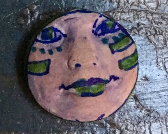 clay face jewelry craft supplies handmade cabochon blue small round woman mask polymer indings doll parts head mask stripes tribal