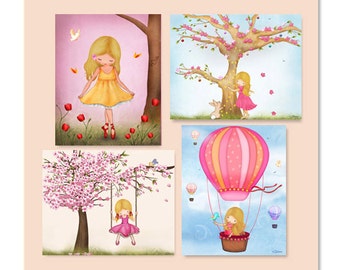 Girls bedroom wall art,kids room posters,personalized art for girl room,kids art decor,artwork for girls room,childrens room art,nursery art