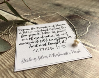 Sterling Silver and Freshwater Pearl Necklace, Christian Pearl Necklace