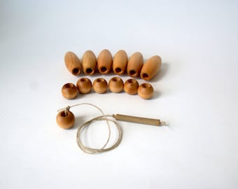 Natural Lacing Toy, Fine Motor Skills, Waldorf, Montessori Toys, Learning Toy, Educational Toy, Wooden toys, Waldorf Toy, Lacing Beads