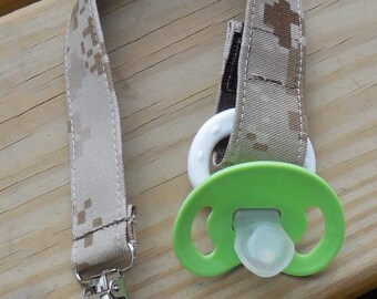 USMC Baby Military Baby Pacifier Holder US Marines Tan Marpat Fabric Pacifier Holder Made to Order USMC Camouflage Fabric Pacifier Holder
