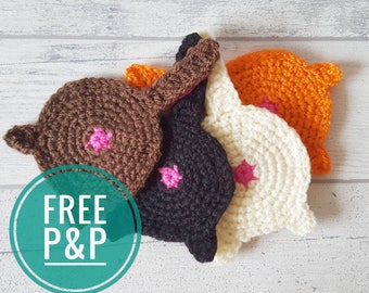 Cat Butt Coasters set of 4 - made to order, colours will vary, cat bums, cat butts, fun gift, novelty, crazy cat lady, cat gift, cat lover