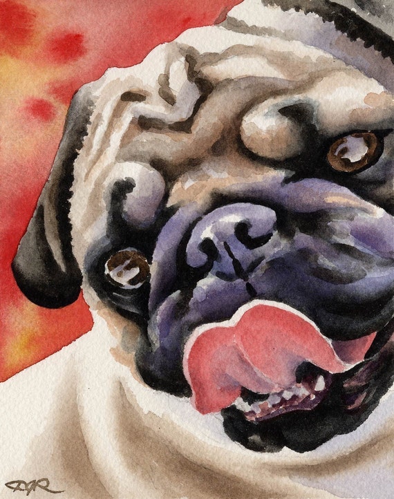 Download Pug Art Print Signed by Artist DJ Rogers