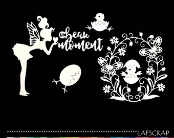 Cuts scrapbooking Easter egg chick fairy Flower Butterfly embellishment die cut paper cut out heart