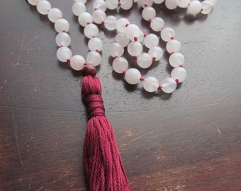 Rose Quartz Mala Beads, 108 Bead Mala, Tassel Necklace, Prayer Beads, Yoga Mala, Japa Mala, Pink Mala, Gemstone Mala, Mala Necklace