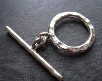 Simple hammered Hill Tribe Silver Toggle Clasp - 18mm