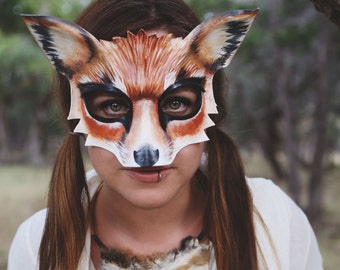 Fox Leather Mask - Adult or Kids Sizes - What does the fox say -Halloween Mask - Fox Costume - Fox Mask - Women Costume - Child - Animal