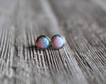 Pink Opal Stud Earrings | downbytheseaglass