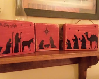 Nativity Scene Vinyl Decal - Christmas, Glass Block, Lighting, Lights, Wood