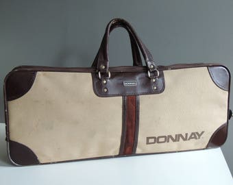 Donnay vintage tennis bag in leather and fabric / racket sports handbag / 70s