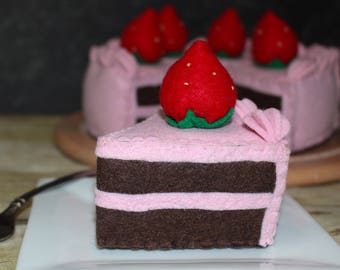 Felt strawberry chocolate cake