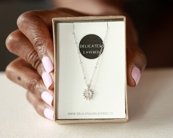 Sunflower Necklace, Sunflower, Dainty Sunflower, Sunflower Charm Necklace, Summer Necklace, Simple Charm, Gift For Her, Bridesmaid Gifts