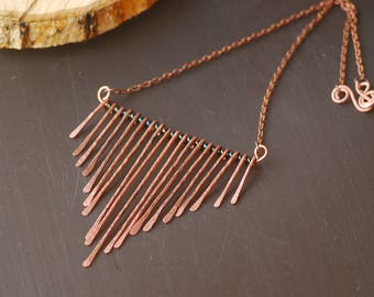 Copper Pendant Necklace Copper wire work necklace Hand Forged Copper Necklace Wire work focal Antiqued copper necklace Copper pendant Long