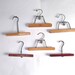 6 Wooden Vintage Advertising Slack Pants Clamp Style Hangers Lot