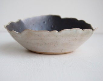 Handmade ceramic metallic black and white ring dish, black ceramic ring dish, jewellery holder, black catchall, black dish,black jewel dish