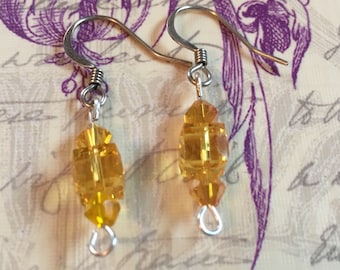 Yellow Swarovski Crystal Earrings