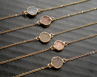 Druzy Bracelet Mineral Bracelet Stone Bracelet Quartz Bracelet Druzy Jewelry Dainty Bracelet Stone Chain Bracelet Boho Bracelet Gold Filled