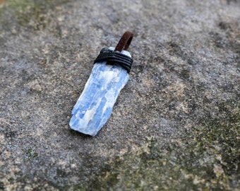 Blue kyanite crystal necklace pendant
