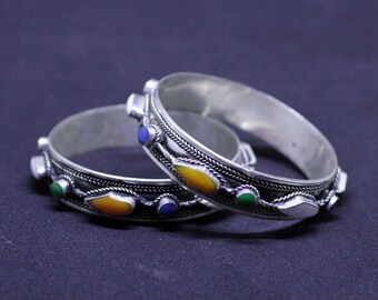 Moroccan Boho Style Berber Bracelet with Enamel