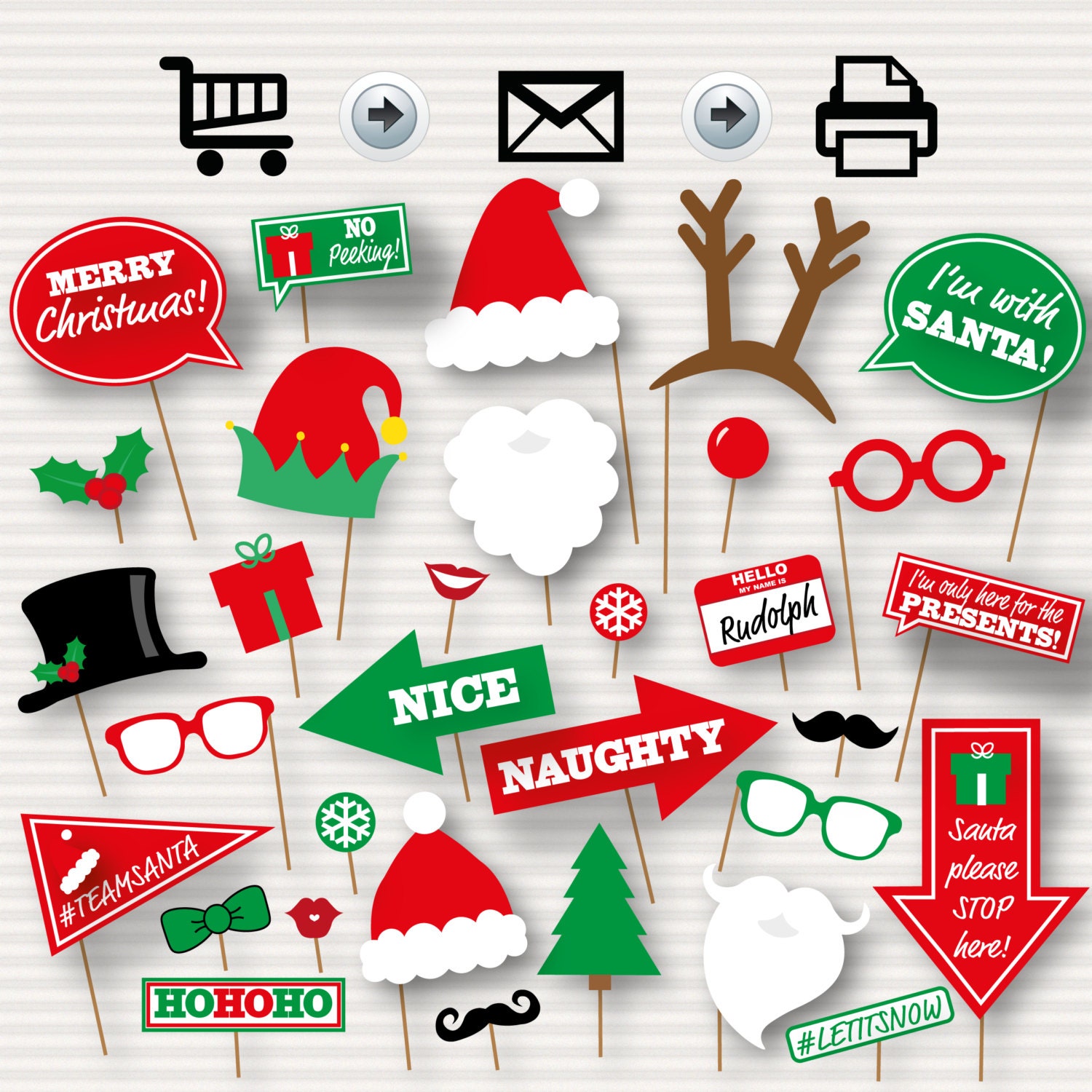 printable photo booth props for christmas party