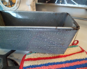 Vintage Enamelware Gray Loaf Bread Baking Pan~Farmhouse Kitchen #1