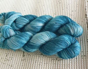 OOAK Hand Dyed Sock Yarn - Teal - Merino Nylon