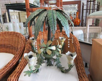 Tole Palm Tree Chandelier