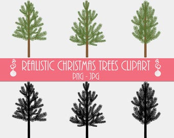 Commercial License Realistic Christmas Cliparts, Tree Clipart, Graphic PNG JPG, Christmas Trees Clipart, Pine Tree