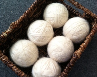 Felted Wool Dryer Balls Eco-friendly White set of 6