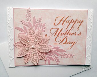 Paper cut Mother's Day Card 3d floral handmade