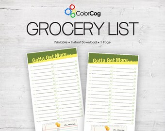 Grocery List Printable PDF Green and Yellow Small