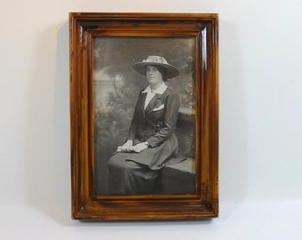 Old Photograph of an Edwardian Lady In Hat, Framed Photograph of Edwardian Lady in Hat, Edwardian Fashion Photograph, Vintage Photograph