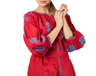 ZALXNDRA Tradition MILLY Mini Dress in Scarlet Red