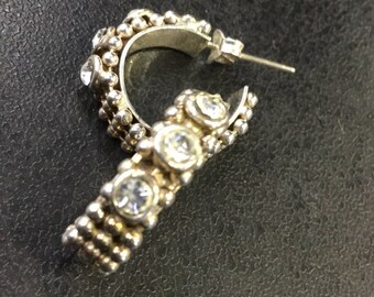 Silver hoop earrings with cubic zirconia