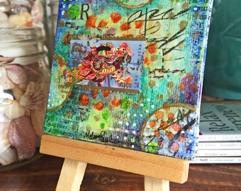 The Dragon-Original Mixed Media Collage Painting
