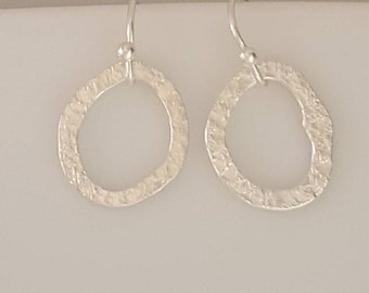 Tiny Textured Sterling Silver Hoop Earrings