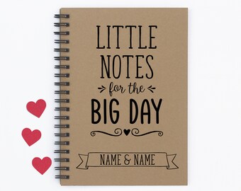 Little Notes for the Big Day, Personalized, 5" x 7" wedding notebook, wedding notes, wedding ideas, wedding details, engagement gift, gift