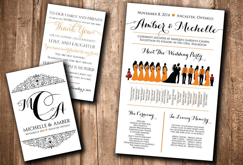 Same Sex Wedding Silhouette Program Wedding Silhouette