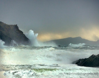 A huge storm at the sleeping giant in sleahead ireland