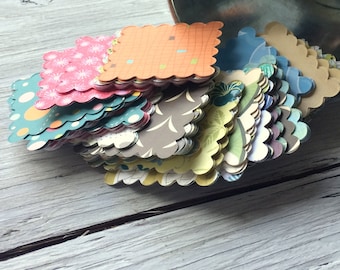 Mini note cards - square scallop mini cards PATTERNED PRINTED 10