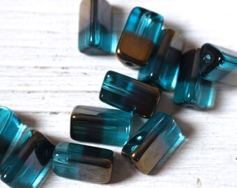 Two tone triangular tube beads