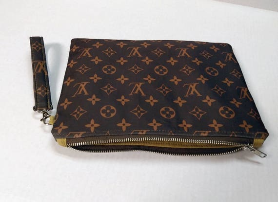 Large Zipper Bag / Makeup Bag With LV Inspired Nylon Fabrics