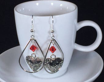 Heart Love Earring- Silver Teardrop Earring
