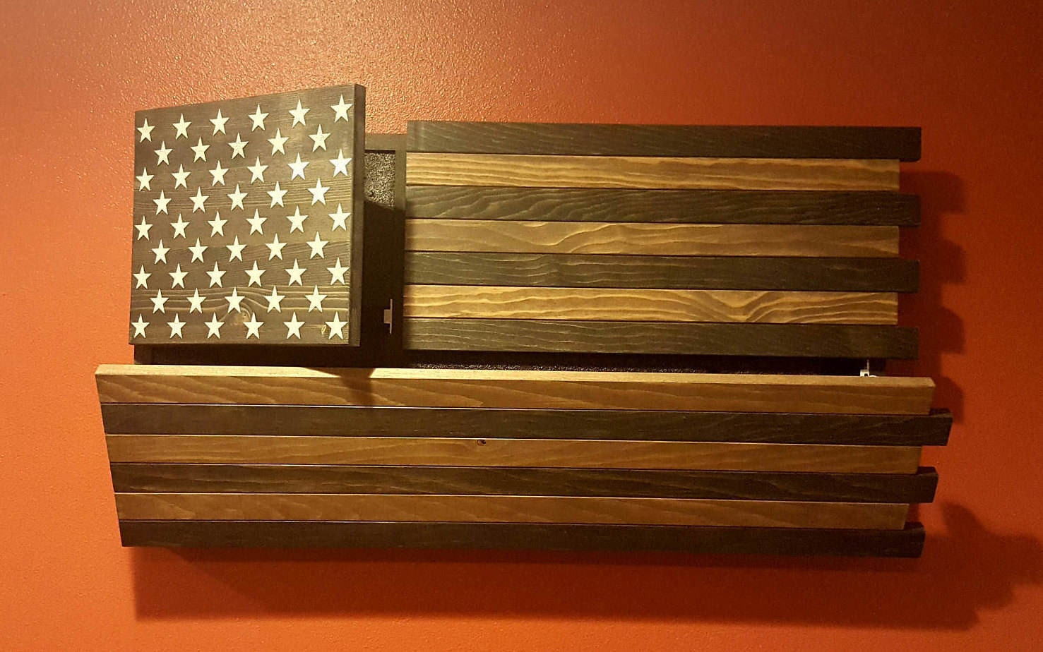 Gun Concealment Cabinet Dark Rustic American Flag DUAL