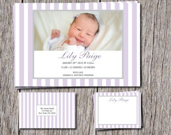 Elegant/Simple Baby Girl Birth Announcements