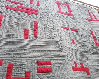 Quilt, Quilts, Modern Quilt, Contemporary Quilt, Art Quilt, Wall Quilt, Home Decor, Home and Living, Gray Quilt, Abstract Quilt