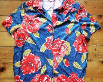 Vintage Alex Colman Floral Top Rose Top 1970's