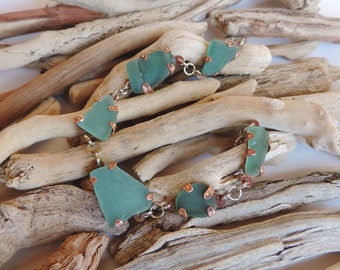 Copper and Sea Glass Bracelet