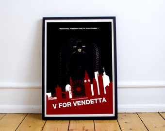 FREE SHIPPING* V For Vendetta - Movie Poster, Poster, Movie, Vendetta Poster, Minimalist Poster, V For Vendetta Print, V For Vendetta Poster