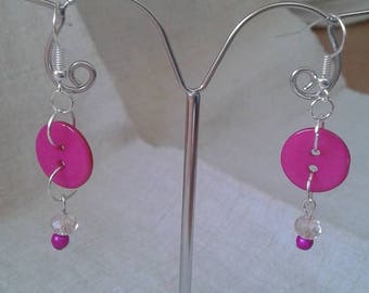 beautiful Fuchsia button earrings